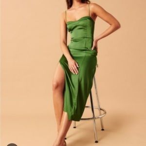 The Camille Abercrombie green satin dress (M)
